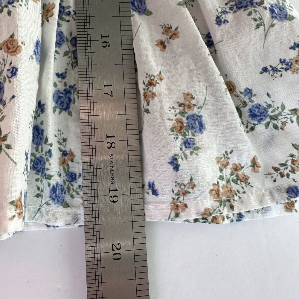DIZZY lizzy Square Neck Floral Smocked Peplum Top Sz S‎ White L/S Peasant Boho - Picture 10 of 10